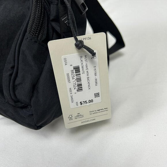 Lot of 2, Adidas Must Have Mini Backpack & Coin Bag Set Black White Travel B20 - Picture 10 of 11